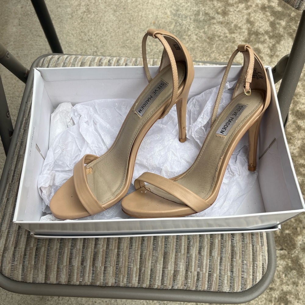 Steve Madden Stecy Tan Leather Heels - Women Size 8